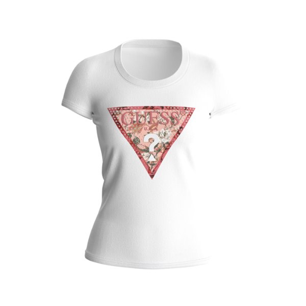 Guess Ss Rn T-shirt a triangolo in raso W4GI21J1314